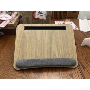 HUANUO Portable Laptop Desk with Pillow Light Brown Woodgrain fits up to 17”